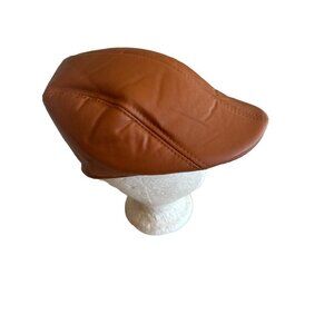 Westend Brown Tan Vinyl Newsboy Flat Cap Hat Size Small